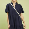 Umgee Linen Tiered Babydoll Dress with Scalloped Sleeves