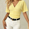 Striped Surplice Short Sleeve Top