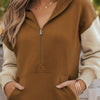 Contrast Half Zip Long Sleeve Hoodie