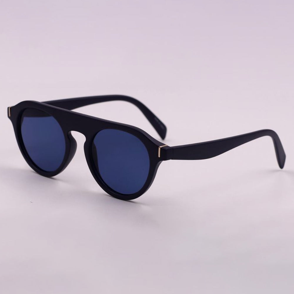 3-Piece Round Polycarbonate Full Rim Sunglasses with blue lenses displayed on a light background.
