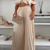Off-Shoulder Top and Pleated Pants Set