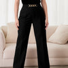 Plus Size Chain-Waist Wide-Leg Pants