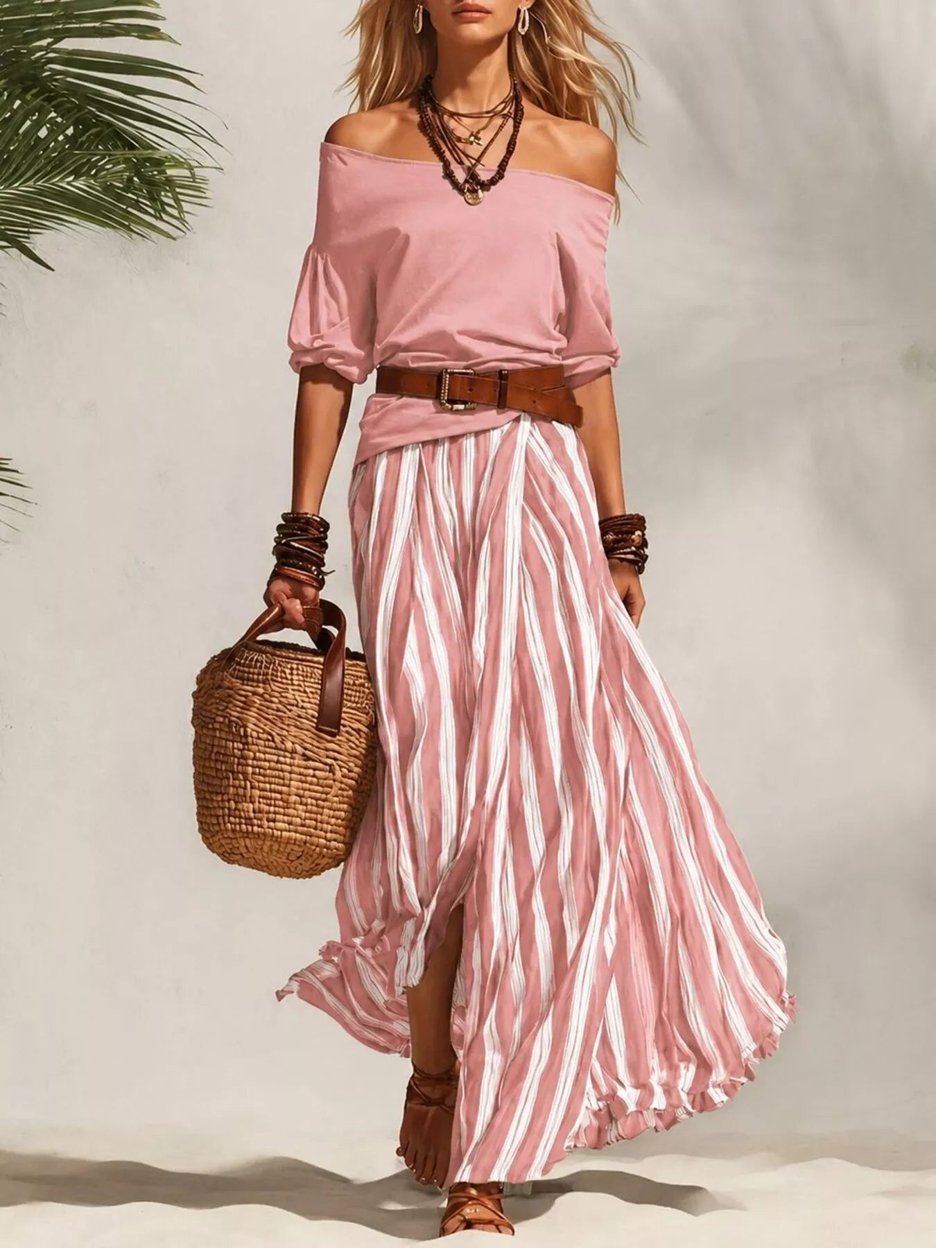 The Bellamy Off-Shoulder Skirt Set – fabric drape and movement