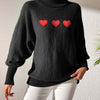 Heart Turtleneck Long Sleeve Sweater