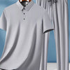 Men's Plus Size Button Detail Short Sleeve Top and Pants Set