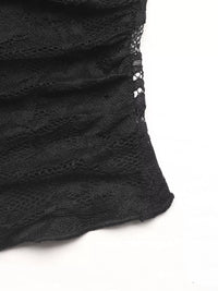 Lace V-Neck Slim Fit T-Shirt texture detail showcasing intricate lace fabric and design elements.