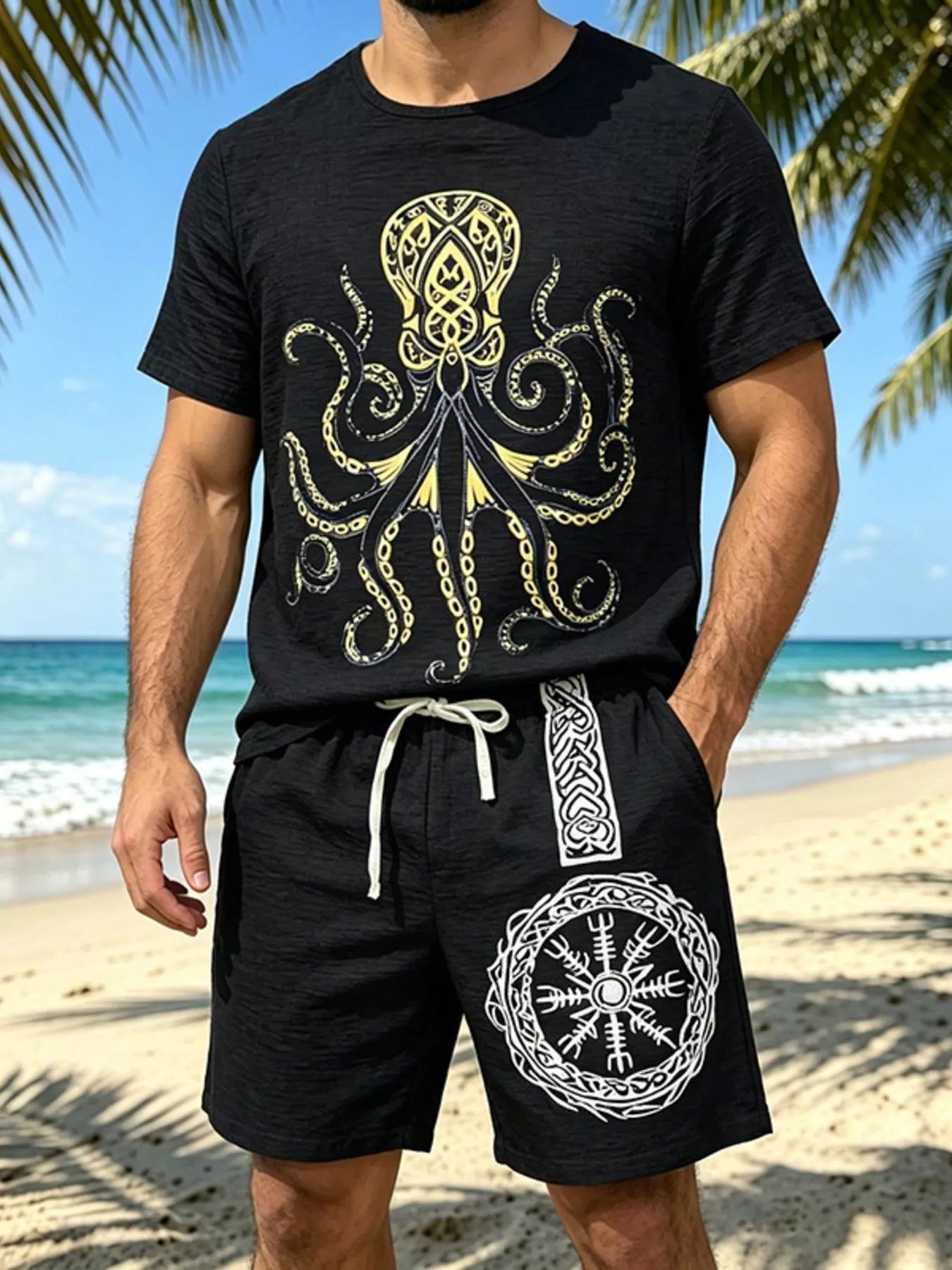 The Easton Round Neck Set – men's round neck tee and shorts set