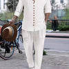 Men's Button Front Long Sleeve Shirt and Pants Set
