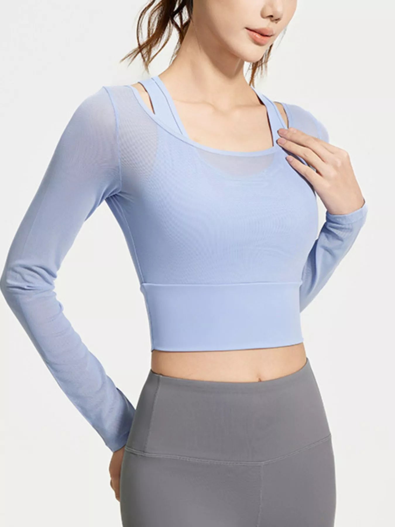 The Greta Long Sleeve Crop Top with Built-In Bra