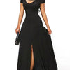 Elegant Off-Shoulder Slit Maxi Dress