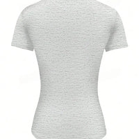 Back view of Round Neck Short Sleeve T-Shirt in light gray, showcasing its soft fabric and fitted design.