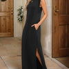 Full Size Slit Round Neck Sleeveless Maxi Tank Dress Plus Size