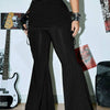 Plus Size Ribbed Drawsrting Flare Pants