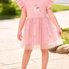 Children's Unicorn Ruffle Sleeve Tulle Dress