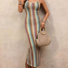 Striped Scoop Neck Bodycon Midi Dress