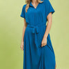 Umgee Collared Belted Midi Dress