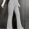 Plus Size Ribbed Knit High Waist Flare Pants