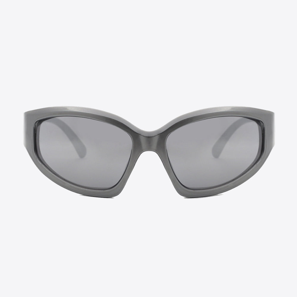 UV400 Polycarbonate Cat-Eye Sunglasses with a sleek gray frame and tinted lenses.