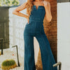 Spaghetti Strap Wide Leg Denim Jumpsuit