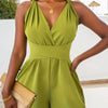 Crisscross Back Solid Color Sleeveless Romper
