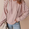 Drawstring Studded Shoulder Hoodie