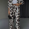 Leopard Print Relaxed Fit Shirt and Pants Two-Piece Set