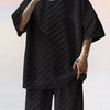 Men's Full Size Textured Short Sleeve Tee and Shorts Casual Set Plus Size