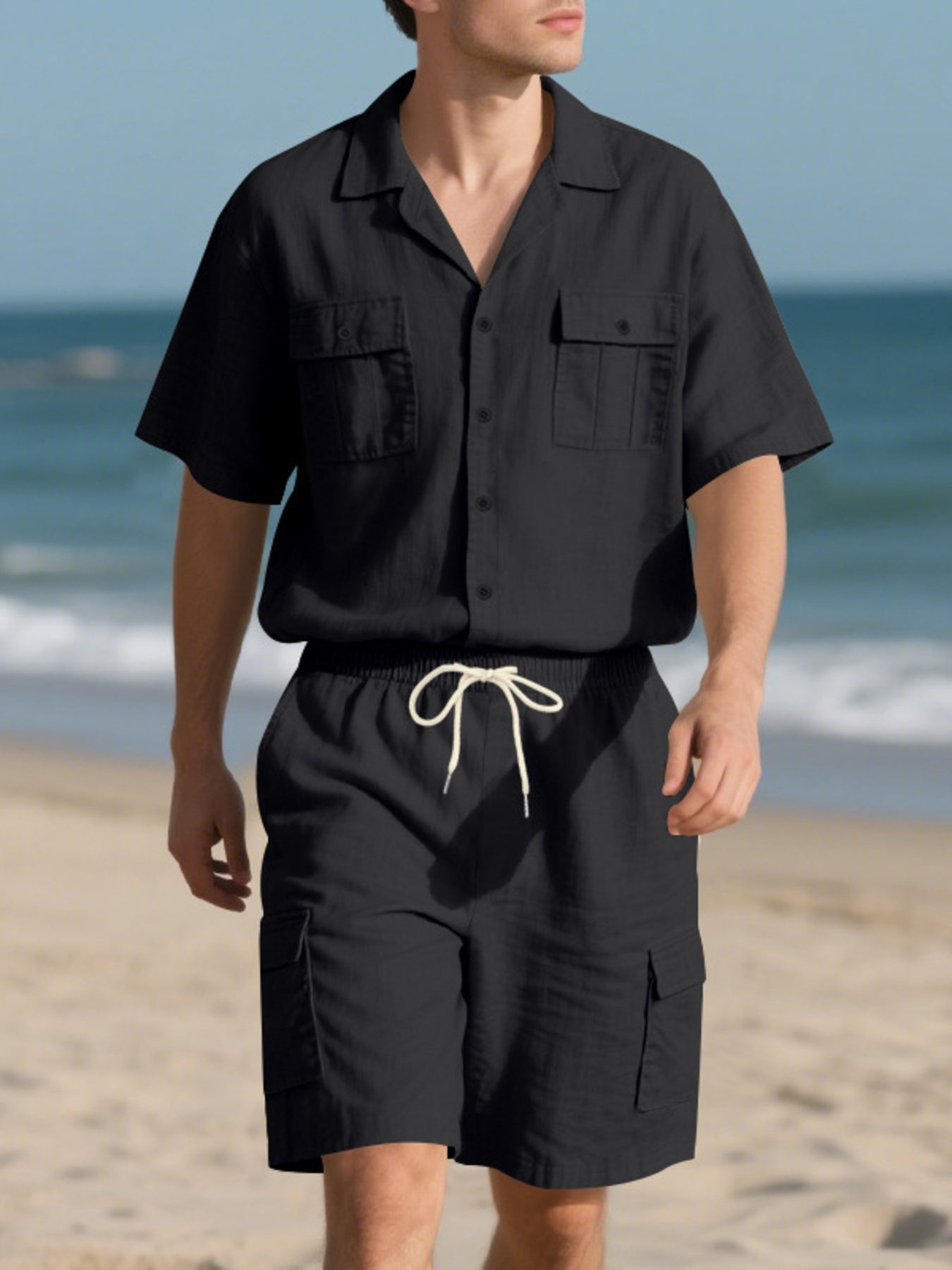 The Harbor Button-Up Set – button up shirt and shorts set, view 8