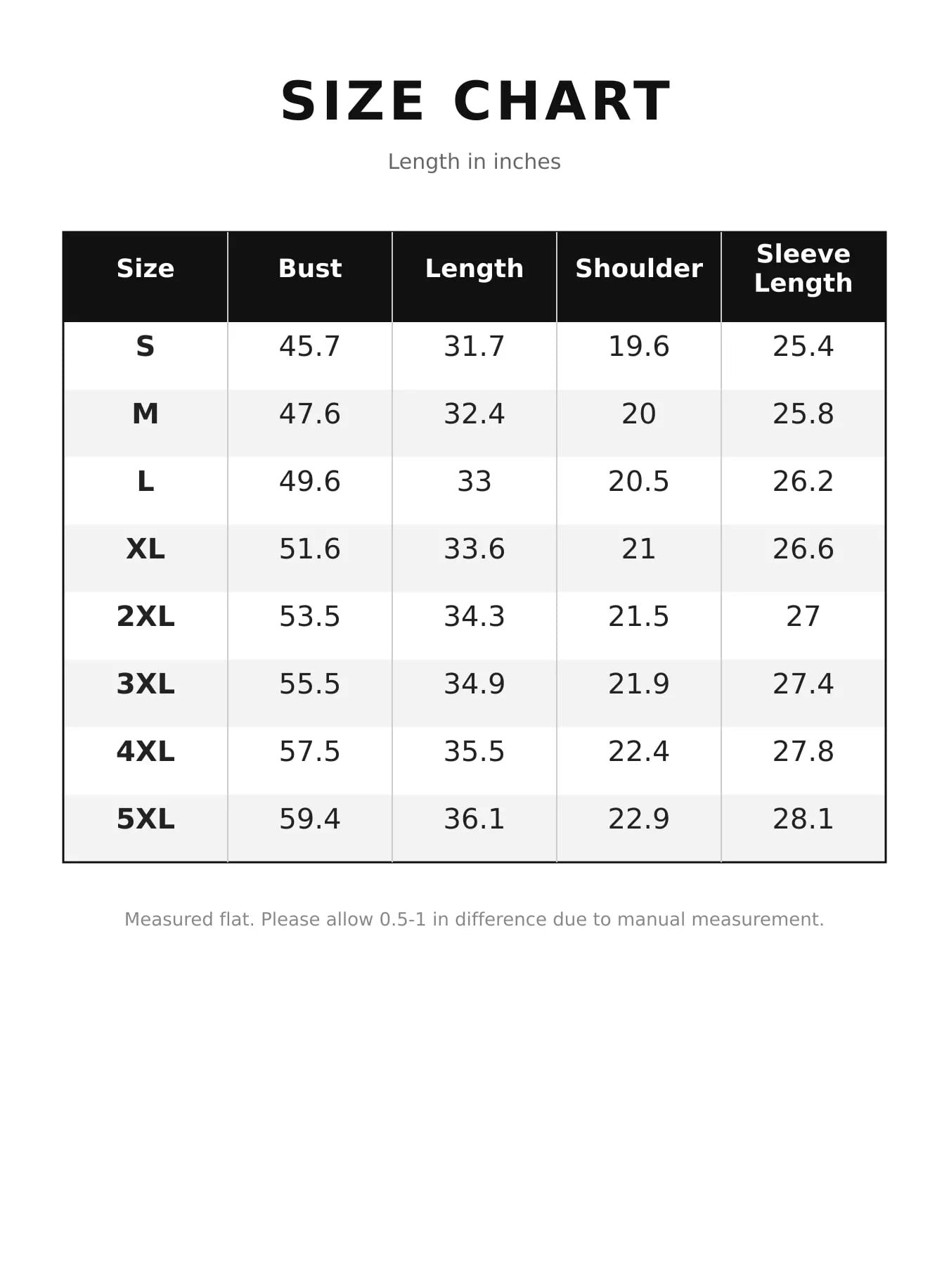 The Mercer Plush-Lined Zip Jacket size chart