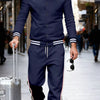 Men's Full Size Striped Snap Down Top and Pants Set Plus Size