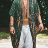 Men's Plus Size Printed Open Front Cover-Up