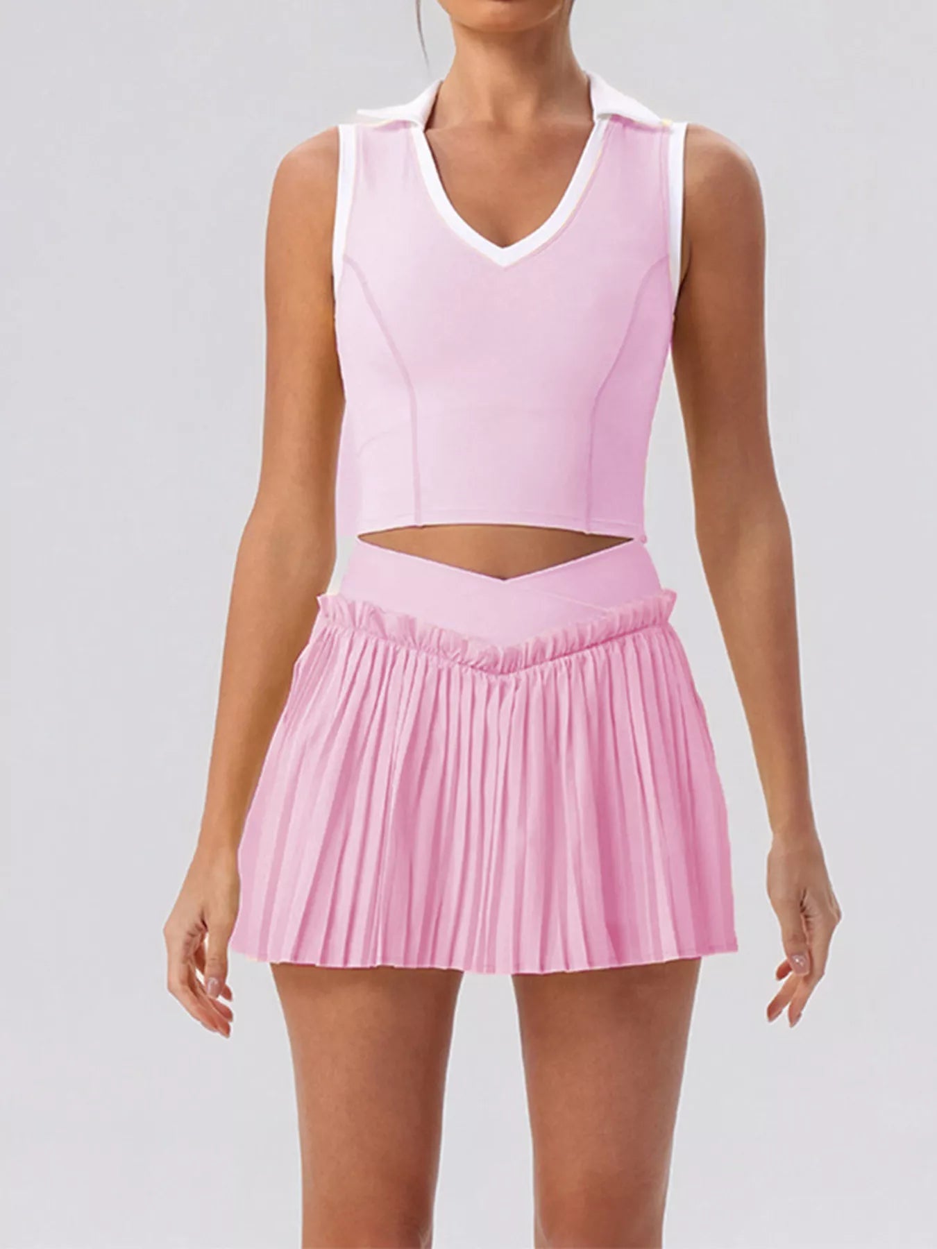 The Cleo Twist Top & Pleated Skirt Set