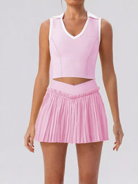 The Cleo Twist Top & Pleated Skirt Set