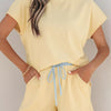 Soft Ribbed Color Block Trim Casual Short Set