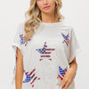 BiBi American Flag Sequin Star Fringe Top