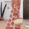 Floral Print Strapless Wide Leg Jumpsuit