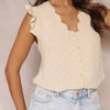 Swiss Dot Ruffled Button-Down Shirt