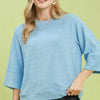 Umgee Round Neck Textured Floral Terry Blouse
