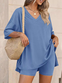 The Willa V-Neck Short Set – full set, alternate color
