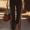 Fringe Trim High Waist Pants
