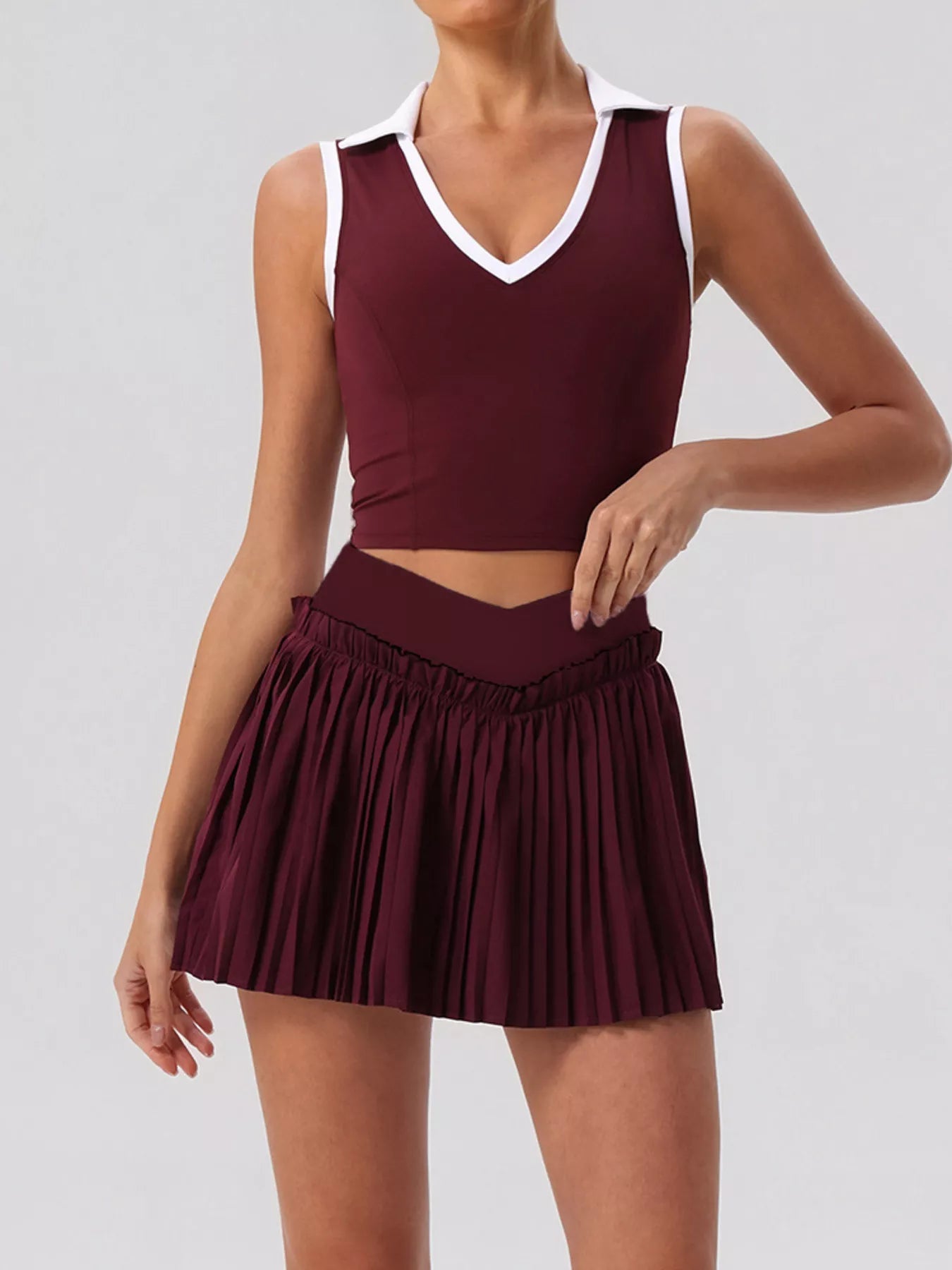 The Cleo Twist Top & Pleated Skirt Set