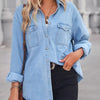 Button Down Washed Denim Shirt with Chest Pockets
