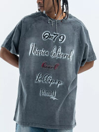Men's Letter Round Neck Oversized T-Shirt with design features on the back in a casual style.