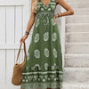 Printed V-Neck Sleeveless Dress