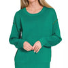 Zenana Round Neck Contrast Trim Sweater