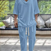Men's V-Neck Half Sleeve Top and Pants Set