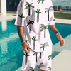Men's Full Size Palm Tree Print Top and Shorts Set Plus Size