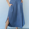 Doublju Comfort Princess Full Size High Waist Scoop Hem Maxi Skirt in Charcoal