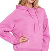 Zenana Drawstring Relaxed Fit Fleece Hoodie