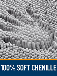 Close-up of OLANLY bathroom rug showing 100% soft chenille texture, perfect for cozy comfort and absorbency.